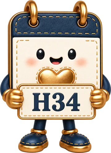 The PlanJolly mascot holding a sign that says H34